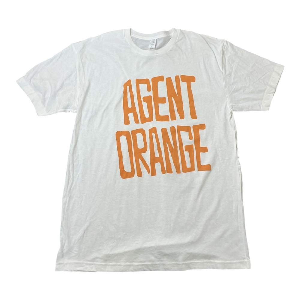 Agent Orange Band Graphic T-Shirt Mens White Orange Short Sleeve Punk Rock Tee